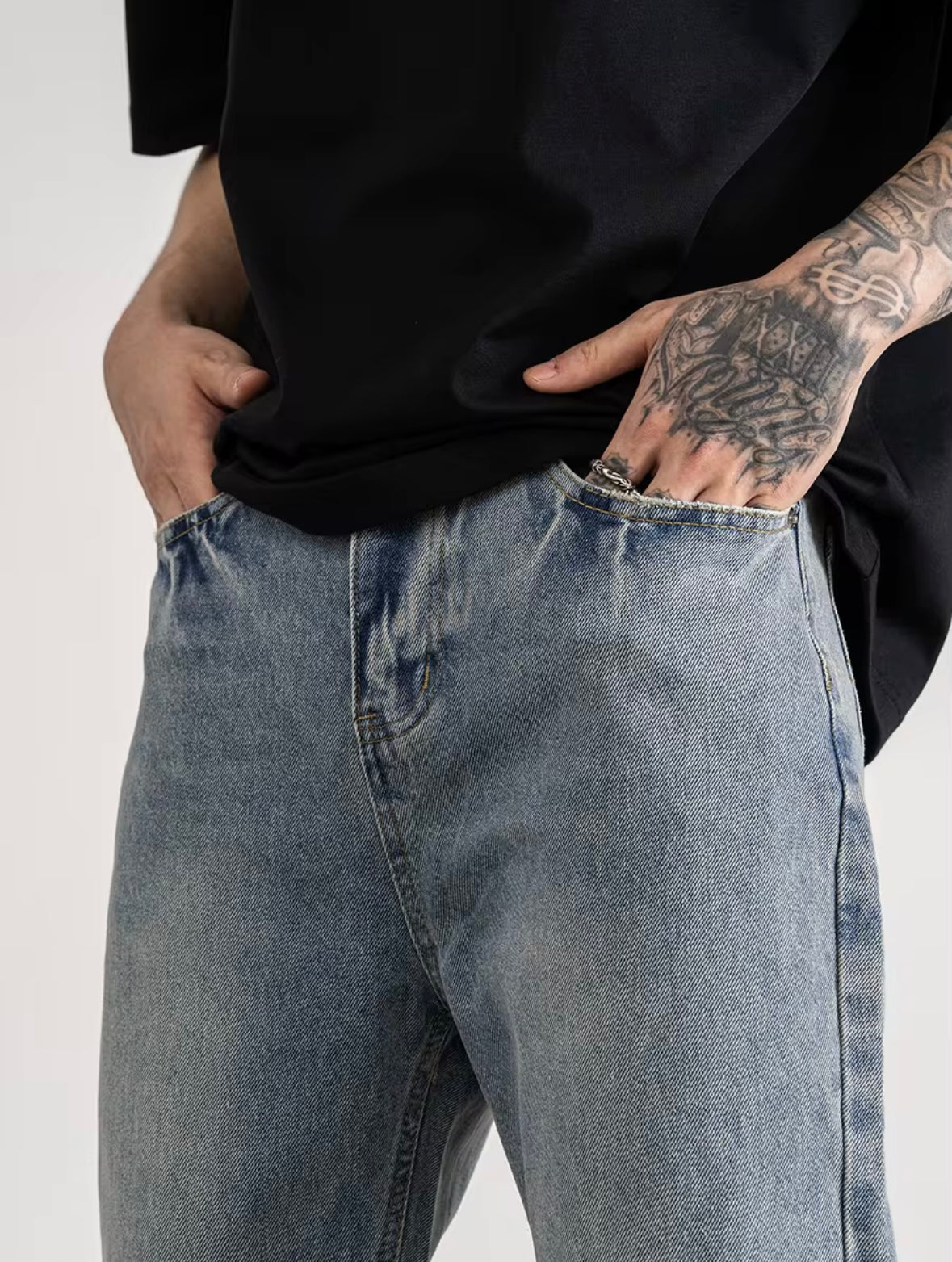 ZAPRE Relaxed Fit Light Blue Jeans