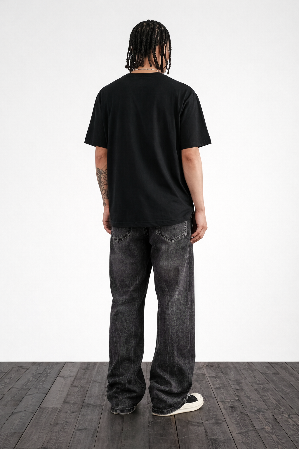 ZAPRE Relax Fit Stone Washed Black Jeans
